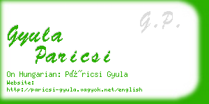 gyula paricsi business card
